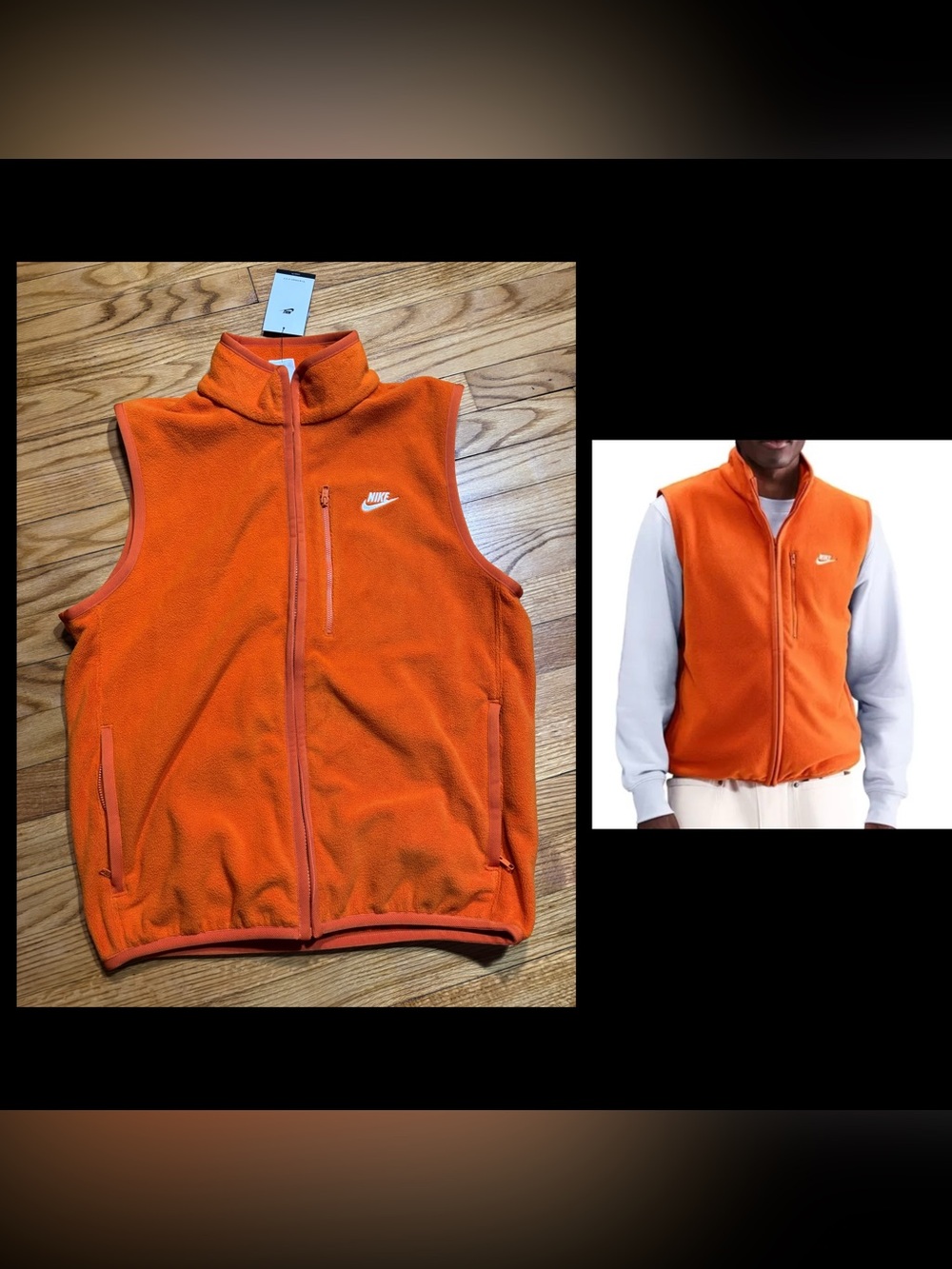 Nike THERMA-FIT Club Winterized Full-Zip Vest loose fit Men’s sz NEW! Orange
